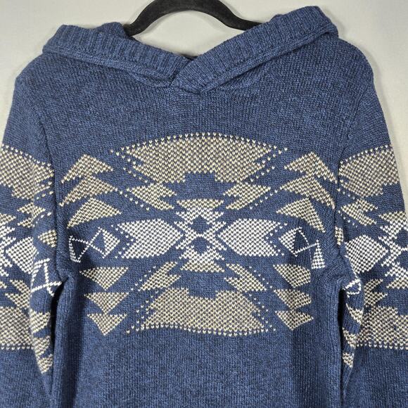 American Eagle Hooded Sweater Womens Small Blue Southwest Knit Pullover - Picture 2 of 10